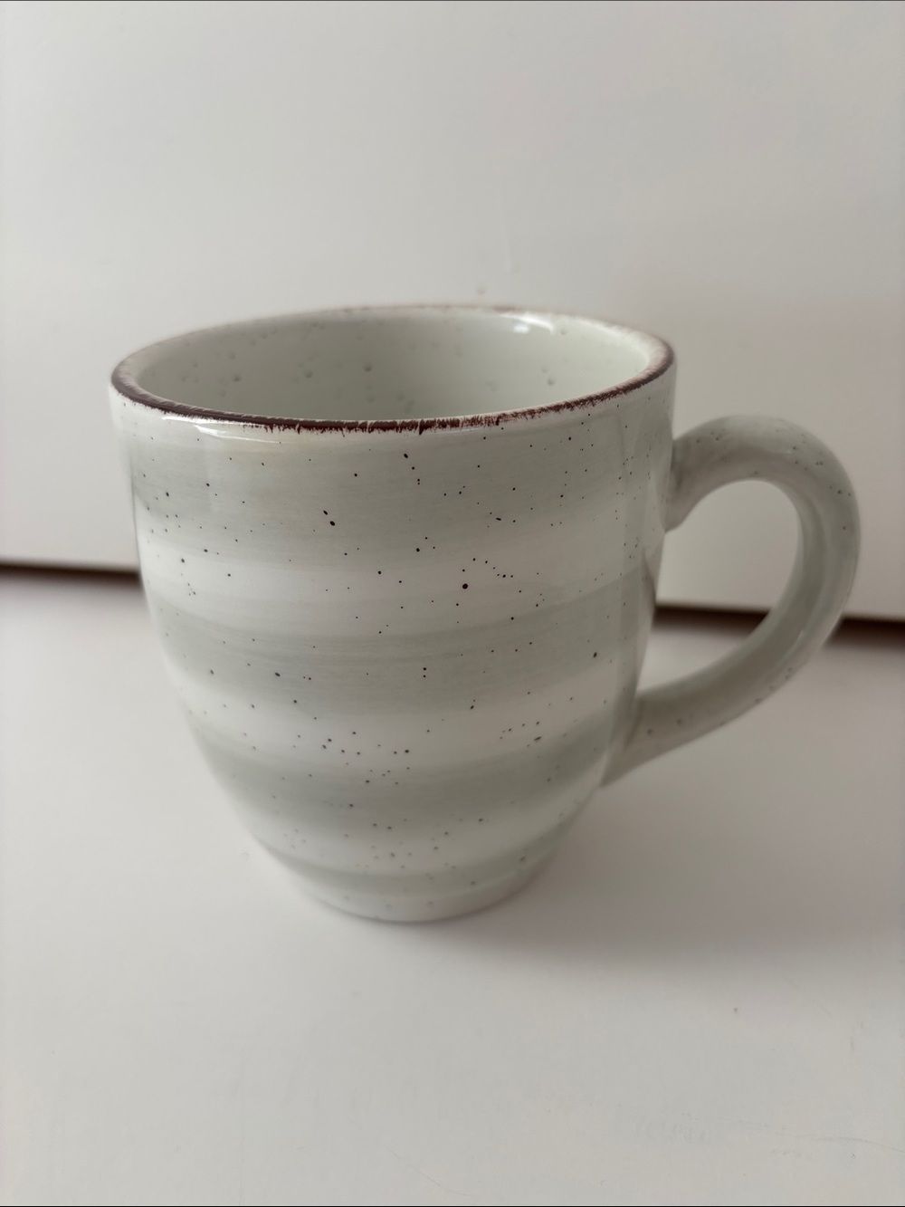 Hausenware Rare Gray White Twist Mug Swirl Coffee Tea 18oz. Hand Painted Ceramic
